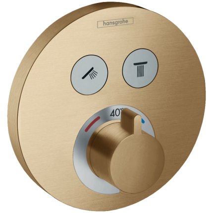 Baterie cada - dus termostatata Hansgrohe ShowerSelect S cu montaj incastrat, necesita corp ingropat, bronz periat
