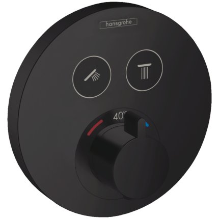 Baterie cada - dus termostatata Hansgrohe ShowerSelect S cu montaj incastrat, necesita corp ingropat, negru mat