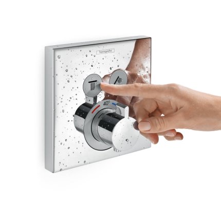 Baterie cada - dus termostatata Hansgrohe ShowerSelect cu montaj incastrat, necesita corp ingropat, alb mat