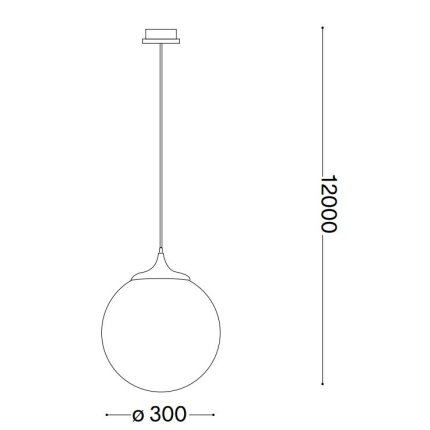 Pendul Ideal Lux Boa SP1, max 1x60W E27, d30cm, h 55-1200cm, alb