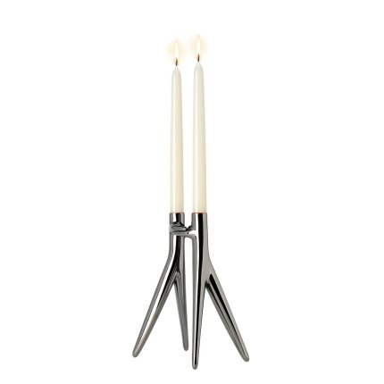 Suport lumanari Kartell Abbracciaio design Philippe Starck & Ambroise Maggiar, h 25cm, gri lucios