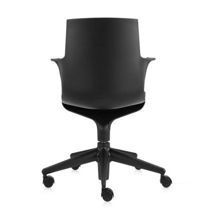 Scaun birou cu brate Kartell Spoon Chair, design Antonio Citterio & Toan Nguyen, negru