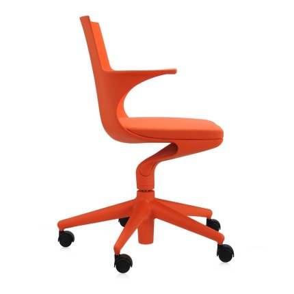 Scaun birou cu brate Kartell Spoon Chair, design Antonio Citterio & Toan Nguyen, portocaliu