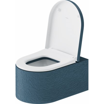 Vas wc suspendat Duravit Millio DuroCast, interior ceramic alb cu HygieneGlaze, Surface Pattern, albastru mat