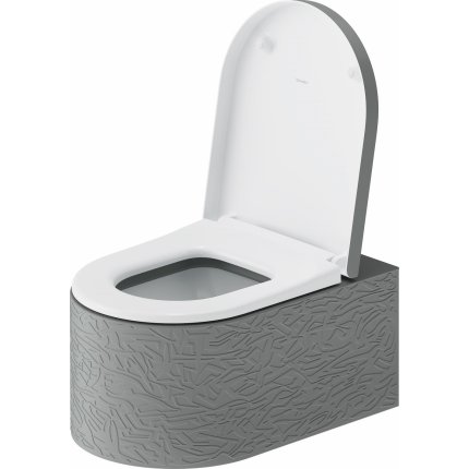 Vas wc suspendat Duravit Millio DuroCast, interior ceramic alb cu HygieneGlaze, Surface Pattern, gri mat
