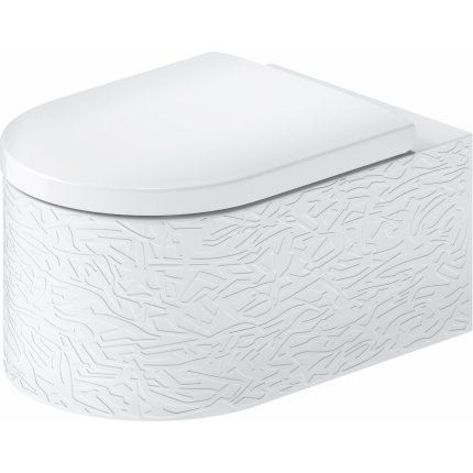 Vas wc suspendat Duravit Millio DuroCast, interior ceramic alb cu HygieneGlaze, Surface Pattern, alb mat satinat