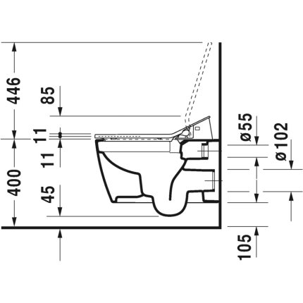 Vas WC suspendat Duravit ME by Starck Rimless 57cm pentru capac cu functie de bideu SensoWash