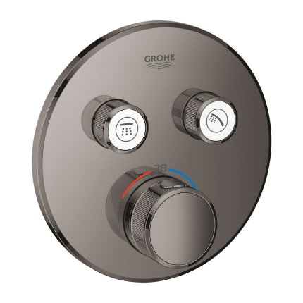 Sistem de dus incastrat termostatat Grohe Grohtherm SmartControl Round cu 2 consumatori, hard graphite