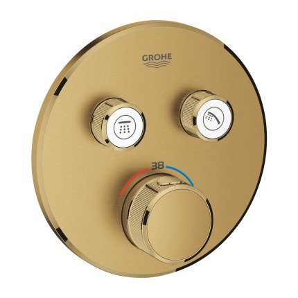 Sistem de dus incastrat termostatat Grohe Grohtherm SmartControl Round cu 2 consumatori, brushed cool sunrise