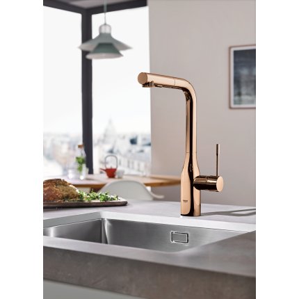 Baterie bucatarie Grohe Essence pipa L, brushed cool sunrise