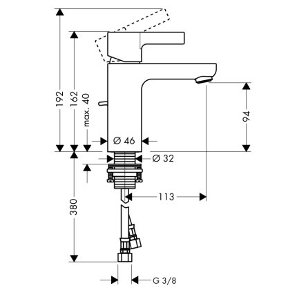 Baterie lavoar Hansgrohe Metris S, ventil pop-up, crom