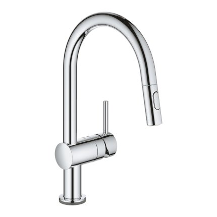 Baterie bucatarie Grohe Minta Touch Electronic cu dus extractibil dual spray, pipa C, crom