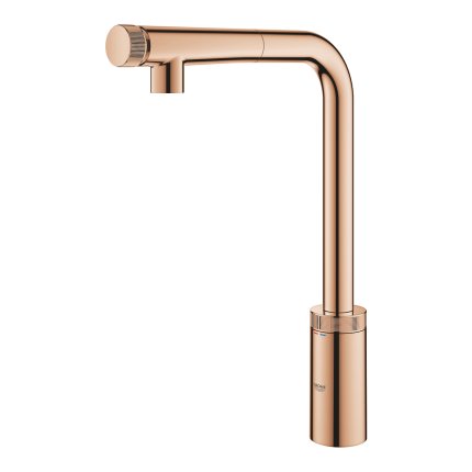 Baterie bucatarie Grohe Minta SmartControl cu dus extractibil, pipa L, warm sunset