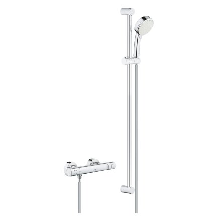 Baterie dus termostatata Grohe Grohtherm 800 Cosmopolitan cu set de dus Tempesta Cosmopolitan 100 cu bara 90cm, crom