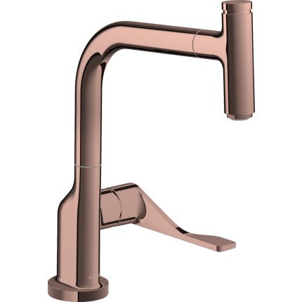 Baterie bucatarie Hansgrohe Axor Citterio Select, dus extractibil, red gold lustruit