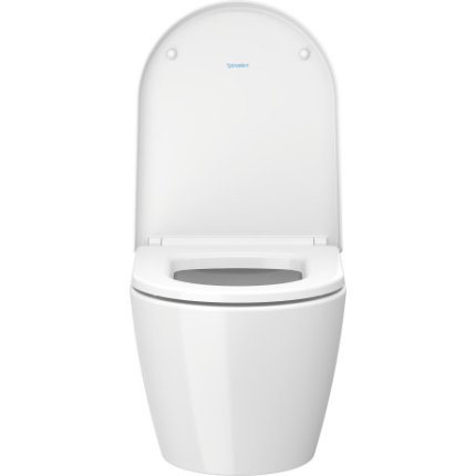 Set vas wc suspendat Duravit ME by Starck Rimless 57x37cm, HygieneGlaze si capac cu inchidere lenta