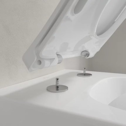 Set vas WC suspendat Villeroy & Boch Venticello CeramicPlus DirectFlush cu capac slim inchidere lenta, alb Alpin