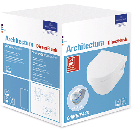 Set vas WC suspendat Villeroy & Boch Architectura Compact cu capac inchidere lenta