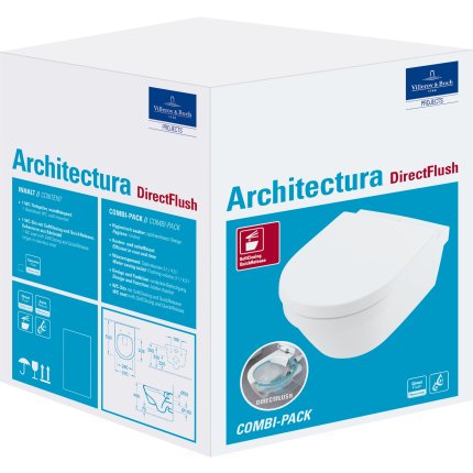 Set vas WC suspendat Villeroy & Boch Omnia Architectura DirectFlush cu capac inchidere lenta si prinderi ascunse