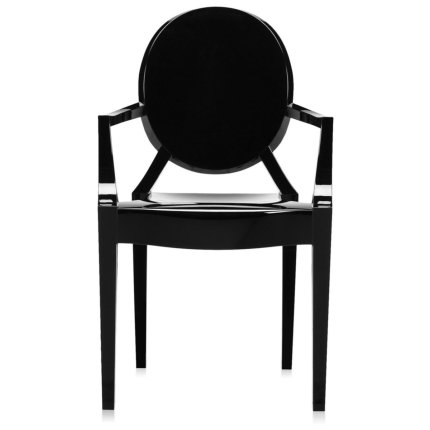 Scaun Kartell Louis Ghost design Philippe Starck, negru lucios