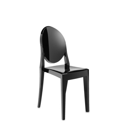 Set 2 scaune Kartell Victoria Ghost design Philippe Starck, negru lucios