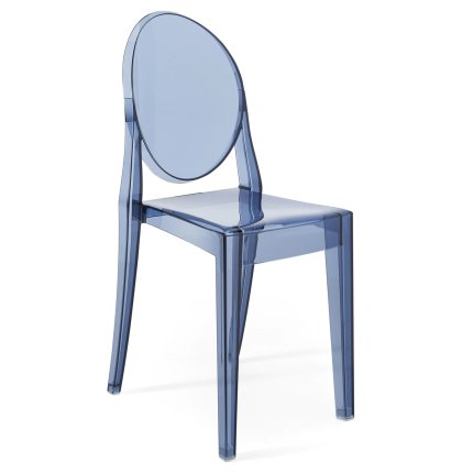 Set 2 scaune Kartell Victoria Ghost design Philippe Starck, albastru transparent