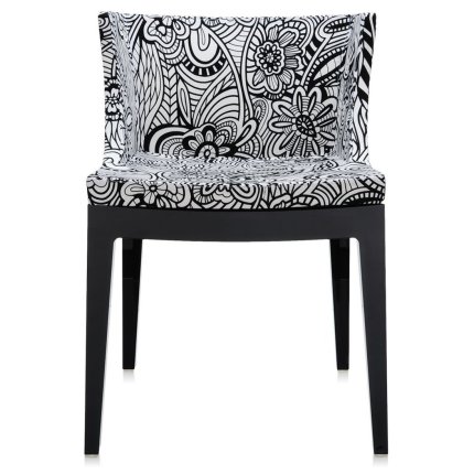 Scaun Kartell Mademoiselle design Philippe Starck, tapiterie Missoni, Cartagena alb-negru