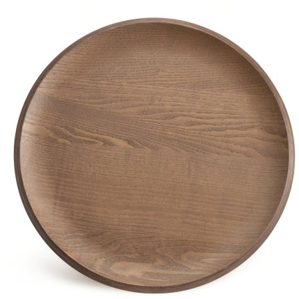 Masuta Kartell Al Wood design Philippe Stark, d40cm, h45.5cm, furnir, baza crom, lemn inchis