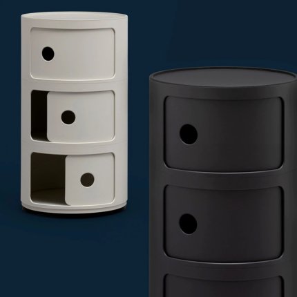 Comoda modulara Kartell Componibili 3 design Anna Castelli Ferrieri, negru mat