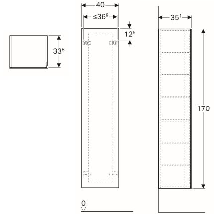 Dulap inalt Geberit Xeno2 40x35.1x170cm, cu o usa si oglinda interioara, alb lucios