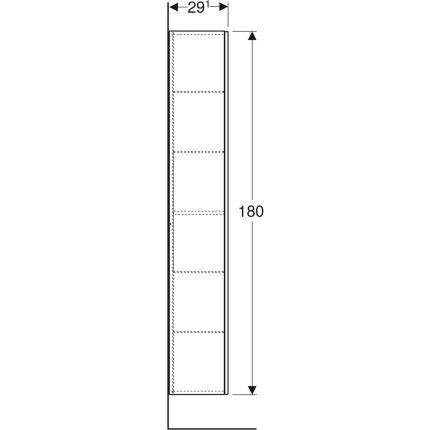 Dulap suspendat inalt Geberit ONE cu 1 usa, 36x29.1x180cm, negru mat