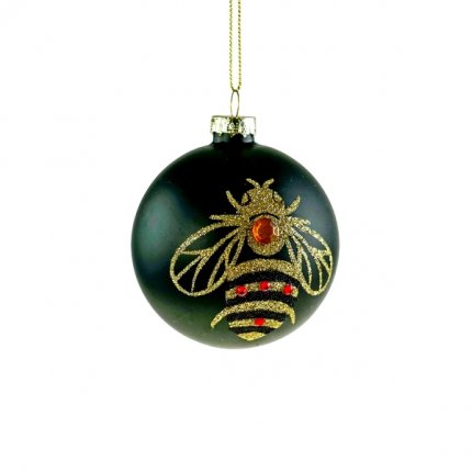 Decoratiune brad Deko Senso Bee, sticla, 8cm, negru