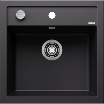 Chiuveta bucatarie Blanco Dalago 5, 515x510mm, ventil automat, Silgranit negru