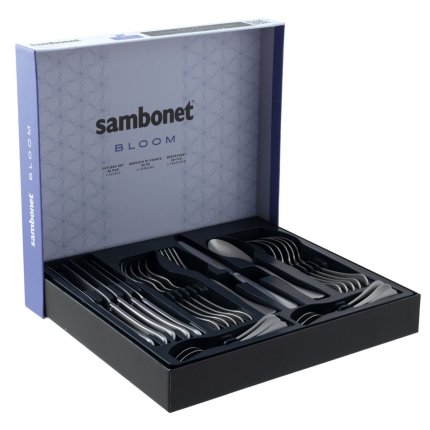 Set tacamuri Sambonet Bloom Solid Handle, 24 piese, inox antichizat