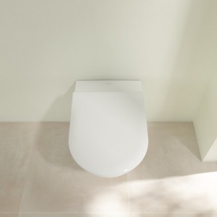 Set vas WC suspendat Villeroy & Boch Subway 2.0 DirectFlush CeramicPlus cu capac slim cu inchidere lenta, alb Alpin