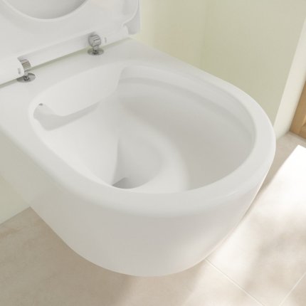Set vas WC suspendat Villeroy & Boch Avento DirectFlush cu capac inchidere lenta, alb mat