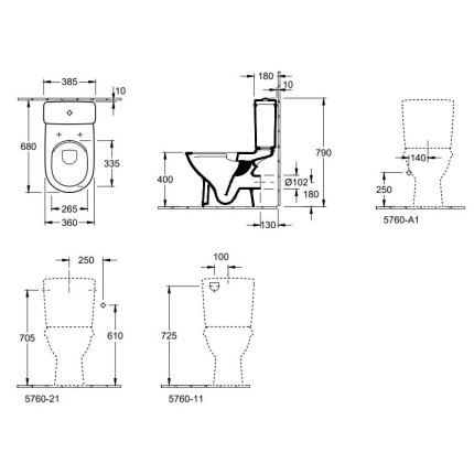 Set complet vas wc Villeroy&Boch O.Novo DirectFlush cu rezervor si capac inchidere lenta