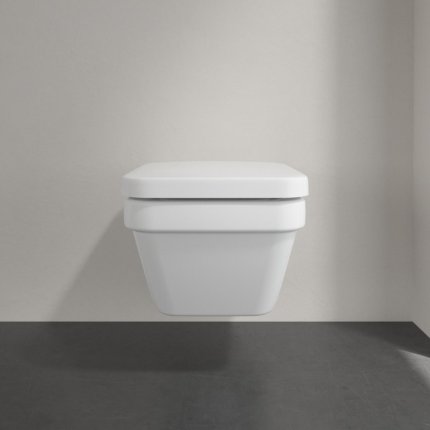 Set vas WC suspendat Villeroy & Boch Arhitectura DirectFlush CeramicPlus cu capac inchidere lenta, alb Alpin