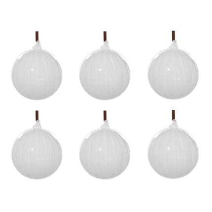 Set 6 decoratiuni brad Deko Senso glob 8cm, sticla, alb