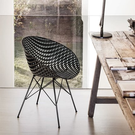 Set 2 scaune Kartell Smatrik design Tokujin Yoshioka, negru mat