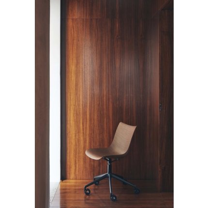 Scaun birou Kartell P/Wood design Philippe Stark, baza crom, Dark Wood