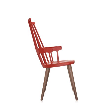 Set 2 scaune Kartell Comback, design Patricia Urquiola, rosu portocaliu - stejar