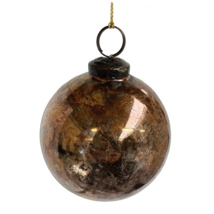 Set 6 decoratiuni brad Deko Senso glob 9cm, sticla, rosu auriu oxidat