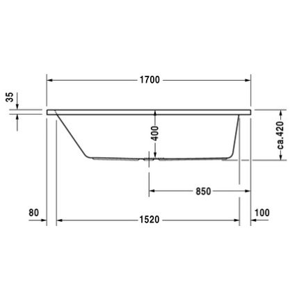 Cada baie rectangulara Duravit D-Code 170x75cm, acril