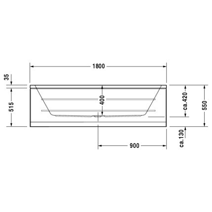 Cada baie rectangulara Duravit D-Code 180x80cm, montaj incastrat, acril