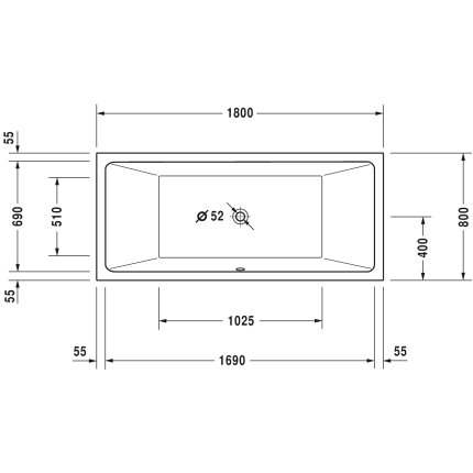 Cada baie rectangulara Duravit Vero Air 180x80cm, acril, incastrabila