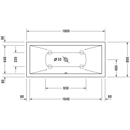 Cada baie rectangulara incastrabila Duravit DuraSquare 180x80cm, compozit, cu picioare incluse