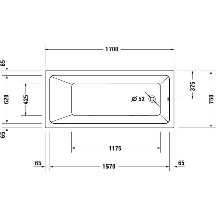 Cada rectangulara Duravit No.1, 170x75cm, acril, alb
