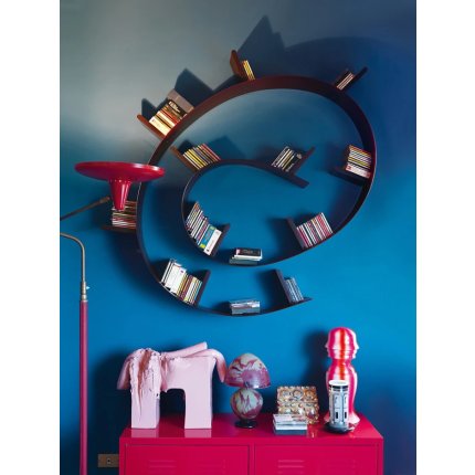 Biblioteca Kartell Bookworm, design Ron Arad, 7 rafturi, 320cm, albastru cobalt