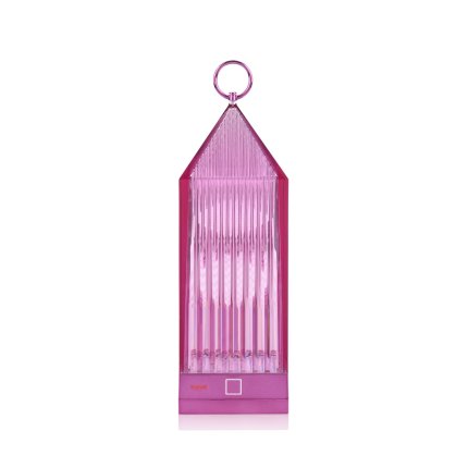 Lampa portabila de exterior Kartell Lantern design Fabio Novembre, 1,2W LED, violet transparent